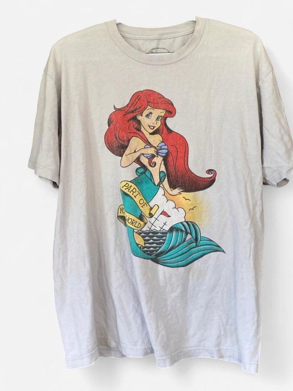 Vintage Y2K Official Disney Ariel The Little Mermaid 100% Cotton T-shirt Beach